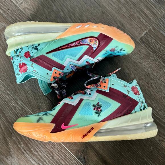 Nike x Mimi Plange LeBron 18 Low "Daughters" Sneakers Roses Teal Mens Sz 8.5 - Picture 4 of 16